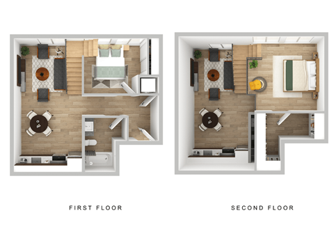 Floor plan for 2 beds, 1 bath, 842 sqft